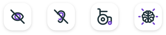 pictogrammes des différents handicaps pour lesquels la création rgaa facilite la lecture des sites internet